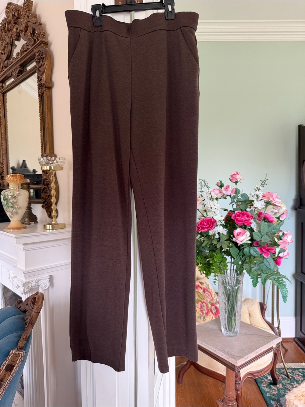 Kim Rogers Dark Brown Pull-On Straight Leg Pants